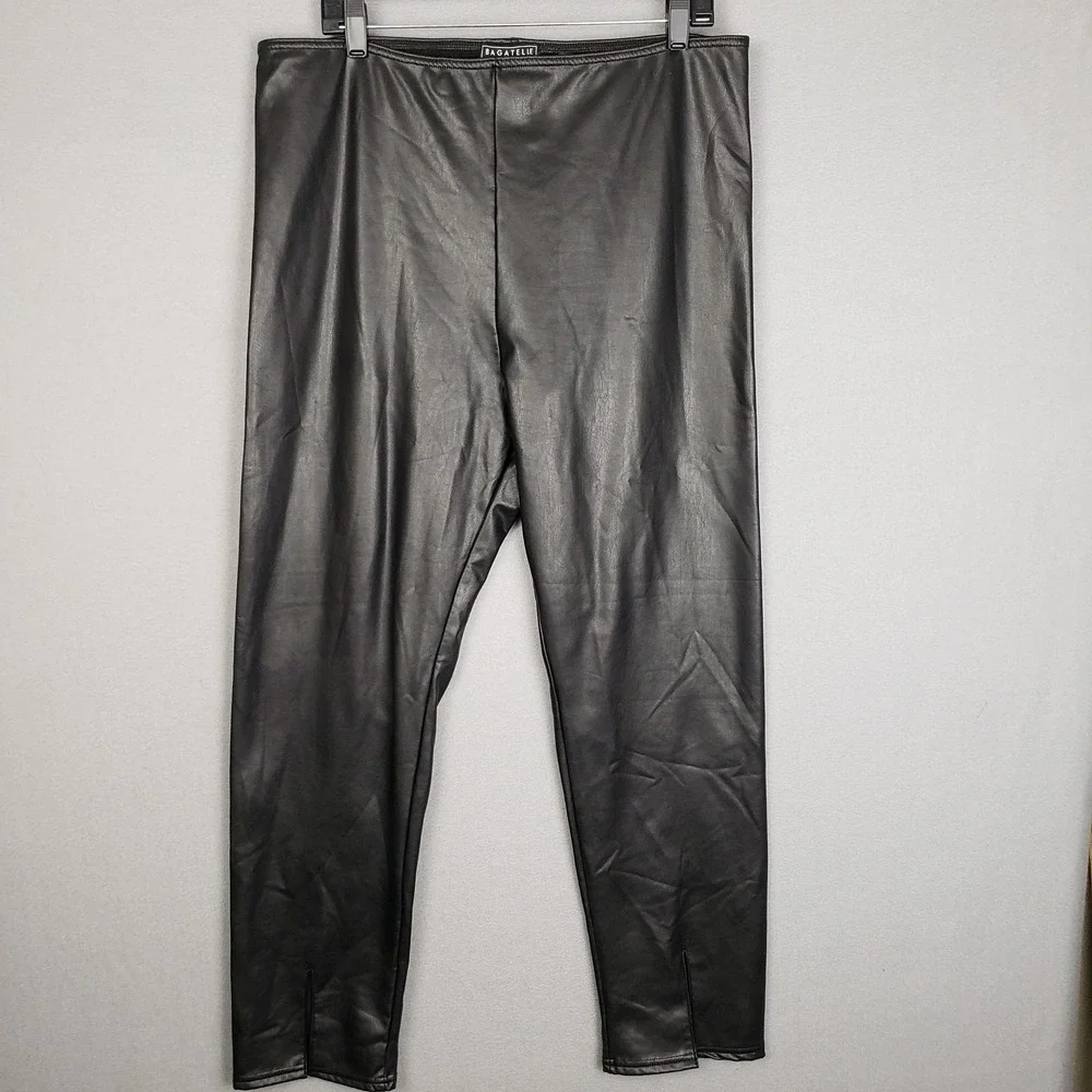 Bagatelle Collection XL High Rise Pull On Faux Leather Pants‎ Black Indie Sleeze